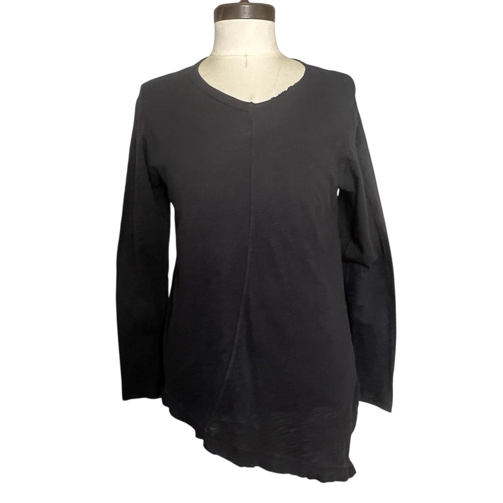 Wilt Asymmetrical Heathered Black Top Casual Relaxed Minimalist Pullover Size M